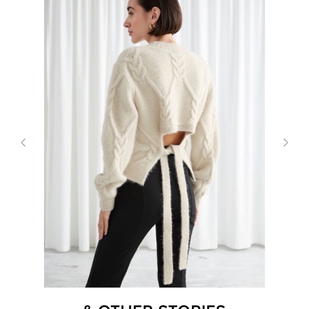 &Other Stories Ecru Chunky Cable Knit Open Back XS GUC